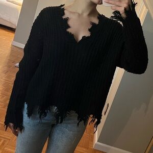 Black Distressed Sweater